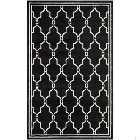 Safavieh 2 Ft.-6 In. X 4 Ft. Runner Indoor-Outdoor Amherst- Anthracite And Ivory Power Loomed Rug AMT414G-24